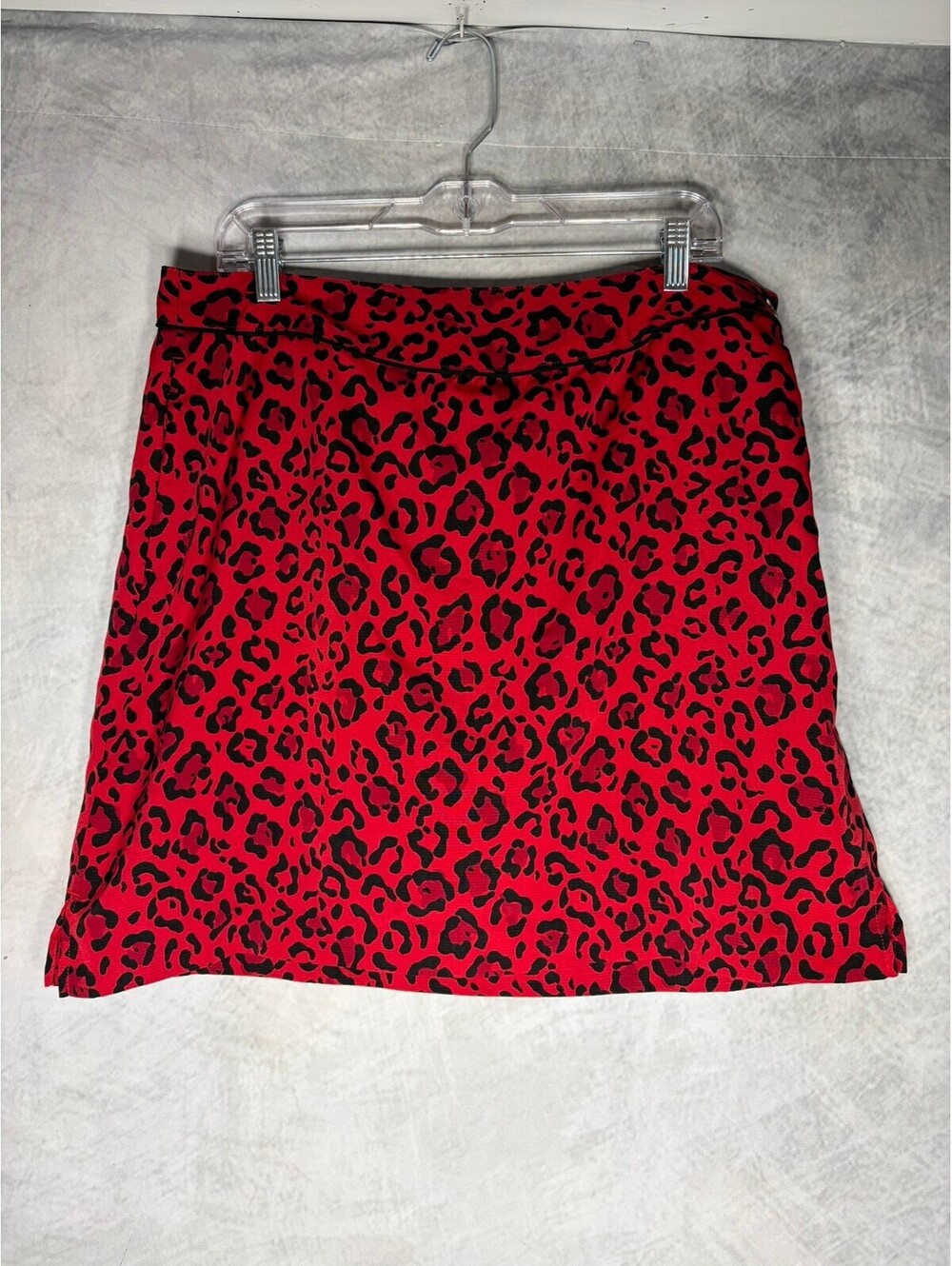 P Pro Womens 14 Red Black Leopard Print Golf Skort Pull On Athletic